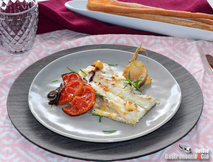 Corvina al horno con pomelo