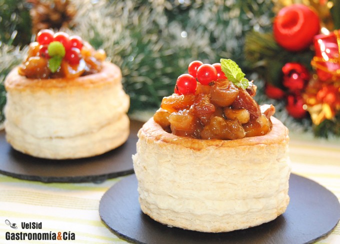 Vol au vent de queso fresco y mermelada de Navidad