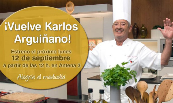 Karlos Arguiñano estrena nueva temporada de recetas en Antena 3
