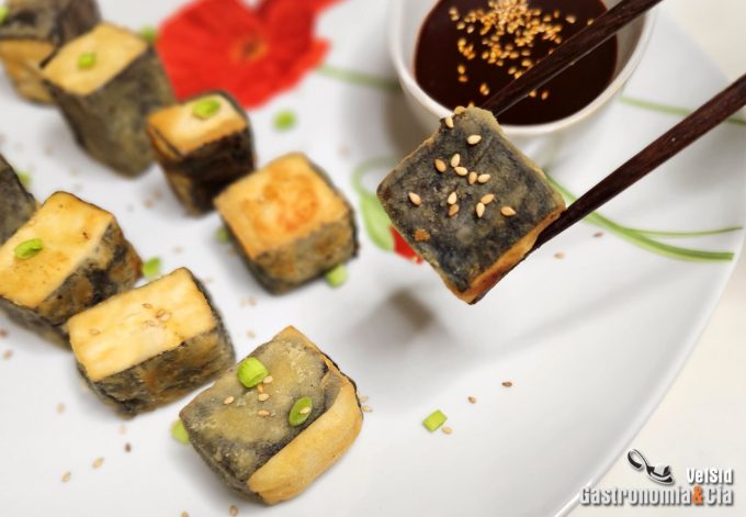 Tofu frito con nori