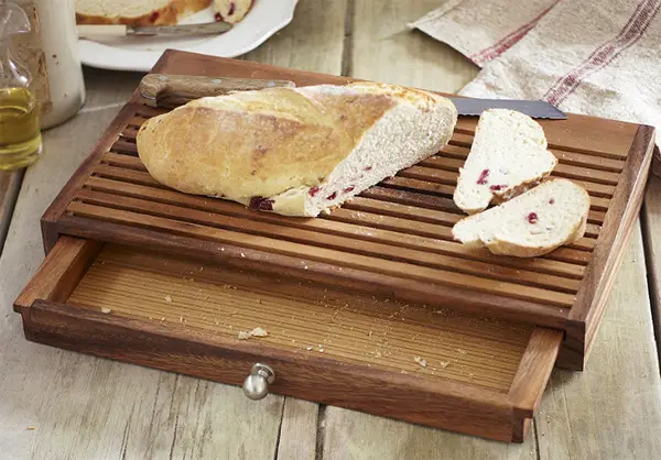 Tradineur - Tabla para cortar pan de madera con recogemigas y